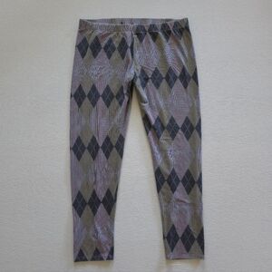 Cropped Multicolored Diamond Plaid Cotton Leggings Ankle Length No Boundaries